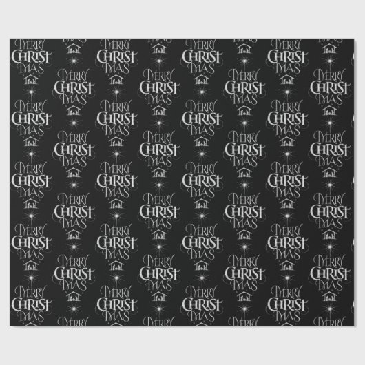 Papier Cadeau Joyeux Noël Calligraphie Religieuse Chalkboard (Plat)