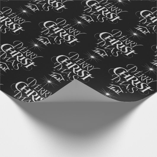 Papier Cadeau Joyeux Noël Calligraphie Religieuse Chalkboard (Coin)