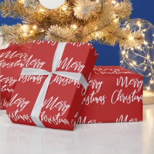 Papier Cadeau Joyeux Noël Calligraphie Rouge