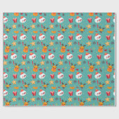 Papier Cadeau Joyeux Noël Candies Snowman Reindeer Stars (Plat)