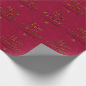 Papier Cadeau Joyeux Noël, canneberge or élégant calligraphe (Coin)