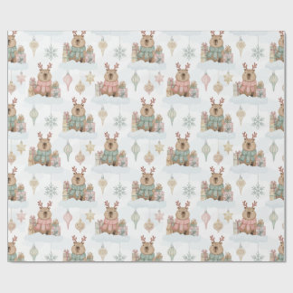 Papier Cadeau Joyeux Noël Capybara Renne de la Forêt Mignonne