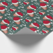 Papier Cadeau Joyeux Noël casquette illustration photo nom (Coin)