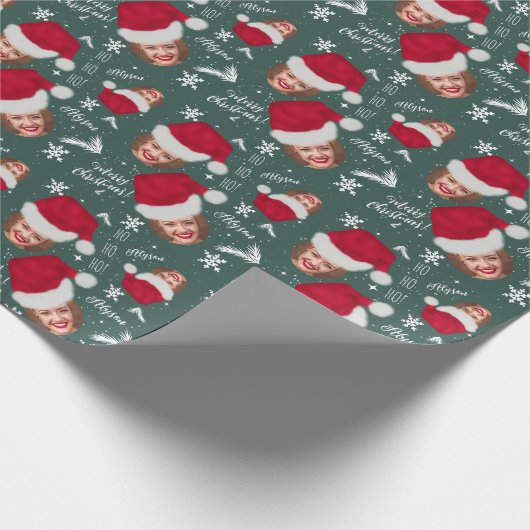 Papier Cadeau Joyeux Noël casquette illustration photo nom (Coin)