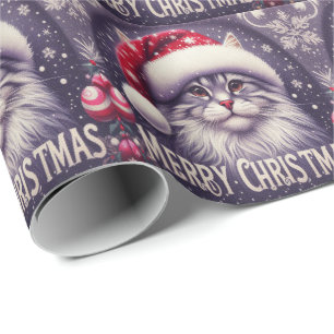 Papier Cadeau Joyeux Noël chat sibérien, Noël We