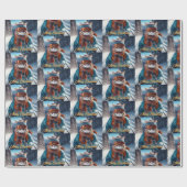 Papier Cadeau Joyeux Noël Chat ski (Plat)