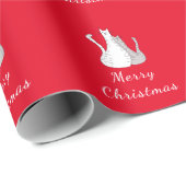 Papier Cadeau Joyeux Noël Chats Dessin Festive Kitties (Coin rond)