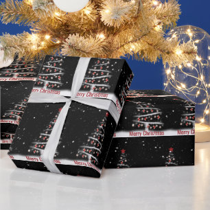 Papier Cadeau Joyeux Noël chaussettes rouges et ornements de bas