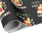 Papier Cadeau Joyeux Noël Cheesy Noël Noël Père Noël Pizza Noël (Coin rond)