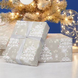 Papier Cadeau Joyeux Noël Chèvre Arbres de Noël