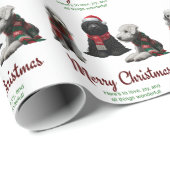 Papier Cadeau Joyeux Noël Chiens (Coin rond)