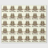 Papier Cadeau Joyeux Noël, chiots de Labradoodle, art original (Plat)