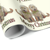 Papier Cadeau Joyeux Noël, chiots de Labradoodle, art original (Coin rond)