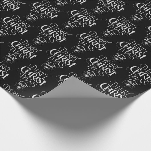 Papier Cadeau Joyeux Noël Christian Nativité Star Jésus Dieu (Coin)