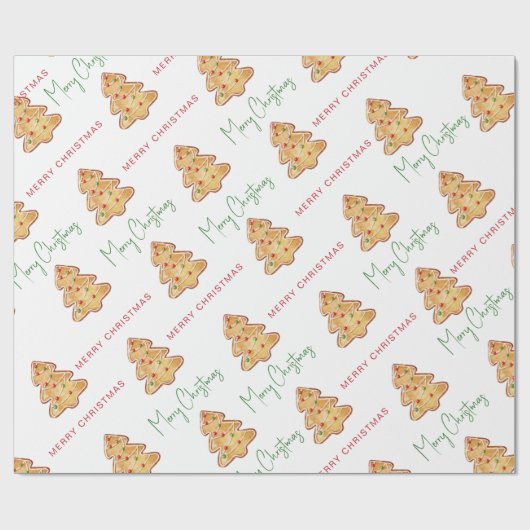 Papier Cadeau Joyeux Noël Cookie Motif Script (Plat)