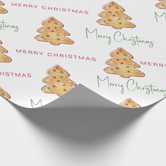 Papier Cadeau Joyeux Noël Cookie Motif Script (Coin)