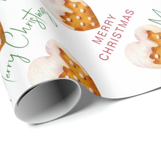 Papier Cadeau Joyeux Noël Cookie Motif Script (Coin rond)