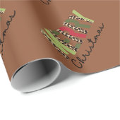 Papier Cadeau "Joyeux Noël" Couleur moderne bloquée Leopard (Coin rond)