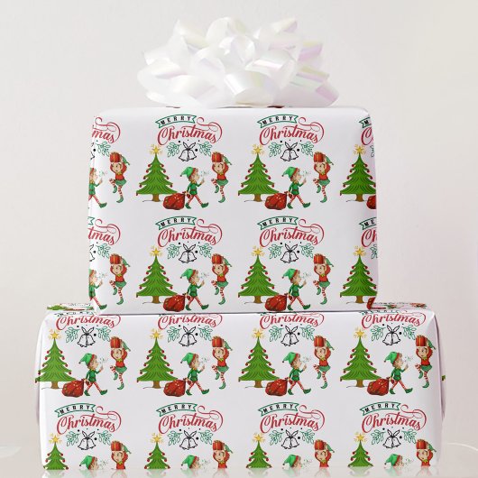 Papier Cadeau Joyeux Noël Cute Elves & do-it-yourself Arbre