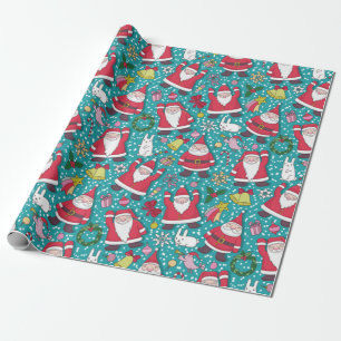 Papier Cadeau Joyeux Noël dansant Père Noël