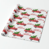 Papier Cadeau Joyeux Noël de camion rouge (Déroulé)