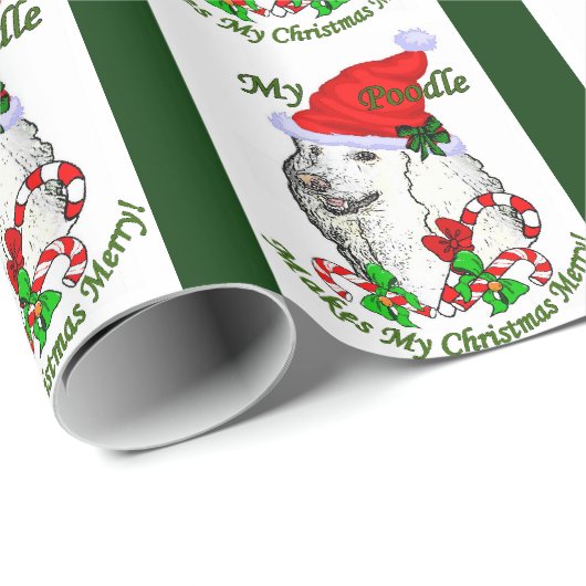 Papier Cadeau Joyeux Noël de caniche (Coin rond)
