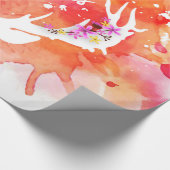 Papier Cadeau Joyeux Noël de cerfs communs rouges d'aquarelle (Coin)