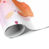 Papier Cadeau Joyeux Noël de cerfs communs rouges d'aquarelle (Coin rond)