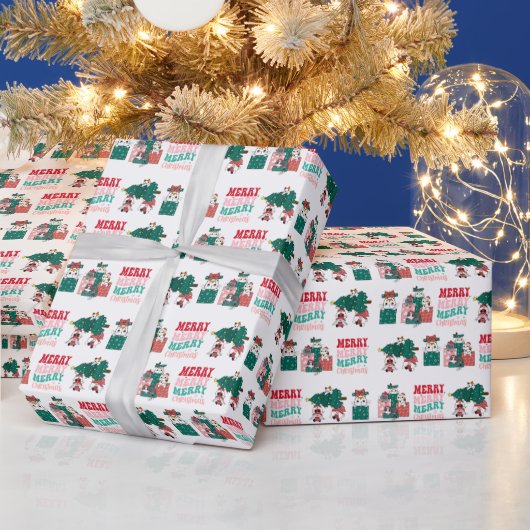 Papier Cadeau Joyeux Noël de chat (Vacances)