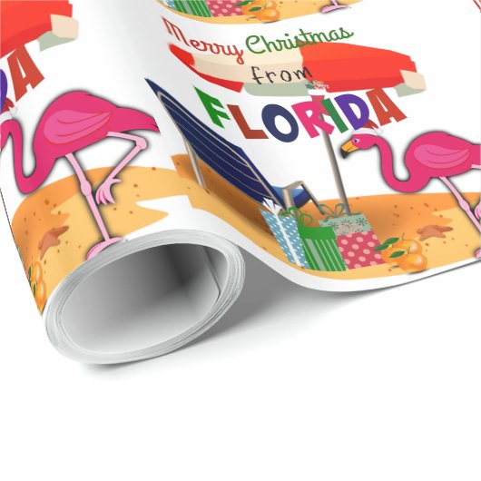 Papier Cadeau Joyeux Noël de Floride (Coin rond)