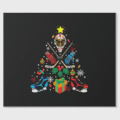 Papier Cadeau Joyeux Noël de hockey sur glace (Plat)