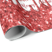 Papier Cadeau Joyeux Noël de la parties scintillant rouge (Coin rond)