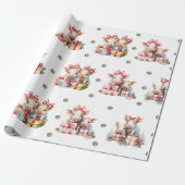 Papier Cadeau Joyeux Noël de Noël de cochons en blanc (Déroulé)