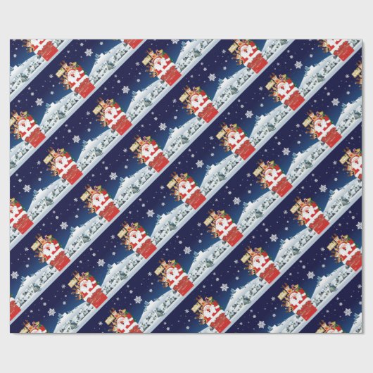 Papier Cadeau Joyeux Noël de Père Noël Crew (Plat)