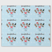 Papier Cadeau Joyeux Noël de Père Noël et ses amis (Plat)