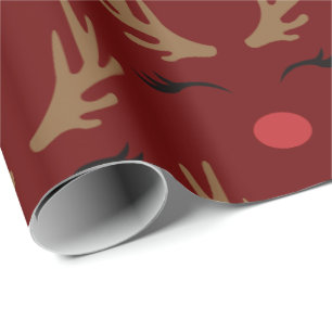 Papier Cadeau Joyeux Noël de rennes rouges arrière - plans