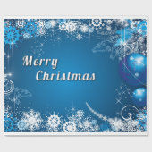 Papier Cadeau Joyeux Noël Décoré En Bleu (Plat)