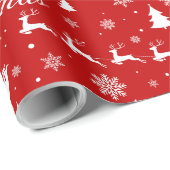 Papier Cadeau "Joyeux Noël" Deer Père Noël (Coin rond)