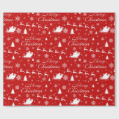 Papier Cadeau "Joyeux Noël" Deer Père Noël (Plat)