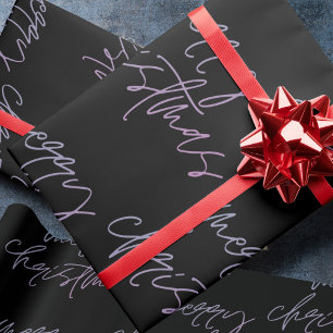 Papier Cadeau Joyeux Noël dégradé   Beau Onyx Élégant