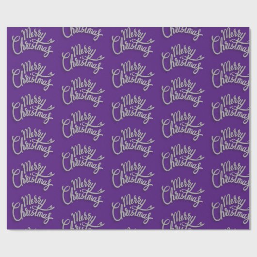 Papier Cadeau Joyeux Noël Design scintillant violet et argent (Plat)