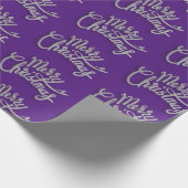 Papier Cadeau Joyeux Noël Design scintillant violet et argent (Coin)