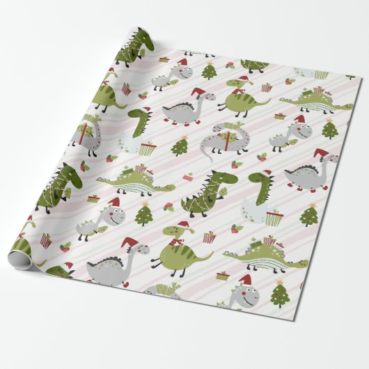 Papier Cadeau Joyeux Noël Dino (Déroulé)