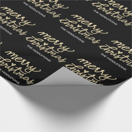 Papier Cadeau Joyeux Noël d'or moderne de Faux manuscrit (Coin)