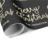 Papier Cadeau Joyeux Noël d'or moderne de Faux manuscrit (Coin rond)