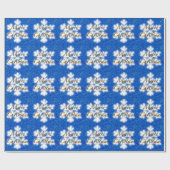 Papier Cadeau Joyeux Noël, doré étincelant flocon de neige (Plat)