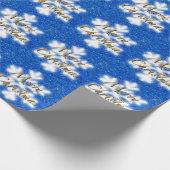 Papier Cadeau Joyeux Noël, doré étincelant flocon de neige (Coin)