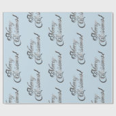 Papier Cadeau Joyeux Noël doux bébé bleu gris argent (Plat)