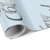 Papier Cadeau Joyeux Noël doux bébé bleu gris argent (Coin rond)