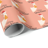 Papier Cadeau Joyeux Noël drôle mignon motif orange Canard (Coin rond)